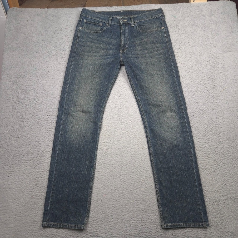 Levi's 505 Regular Fit Jeans Men 34x34 Dark Wash Stretch Straight Leg Blue
